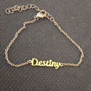 Destiny Script Bracelet 6 to 8" Dainty Gold Plated Perfect Dainty